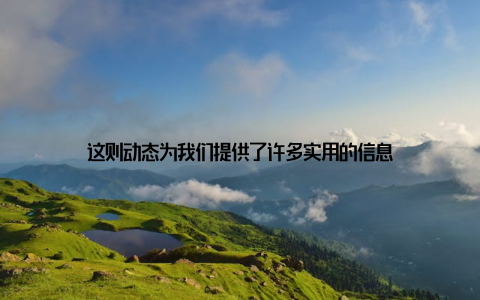 这则动态为我们提供了许多实用的信息