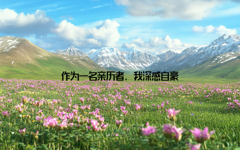 作为一名亲历者, 我深感自豪