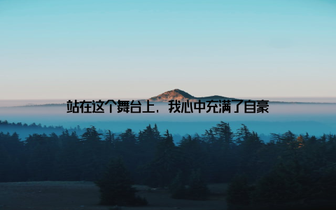 站在这个舞台上, 我心中充满了自豪