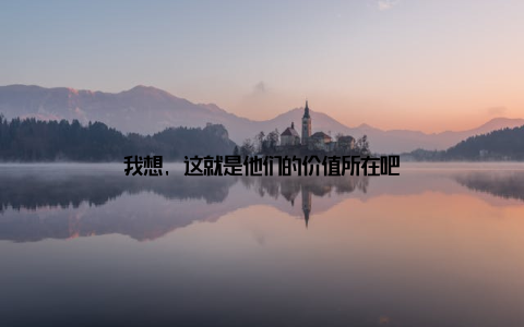 我想, 这就是他们的价值所在吧