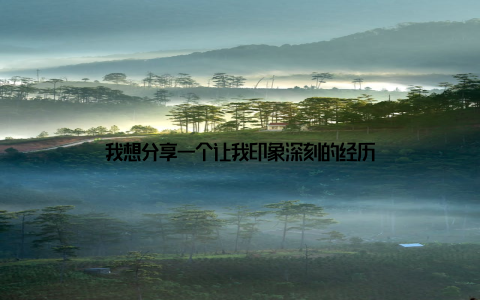 我想分享一个让我印象深刻的经历